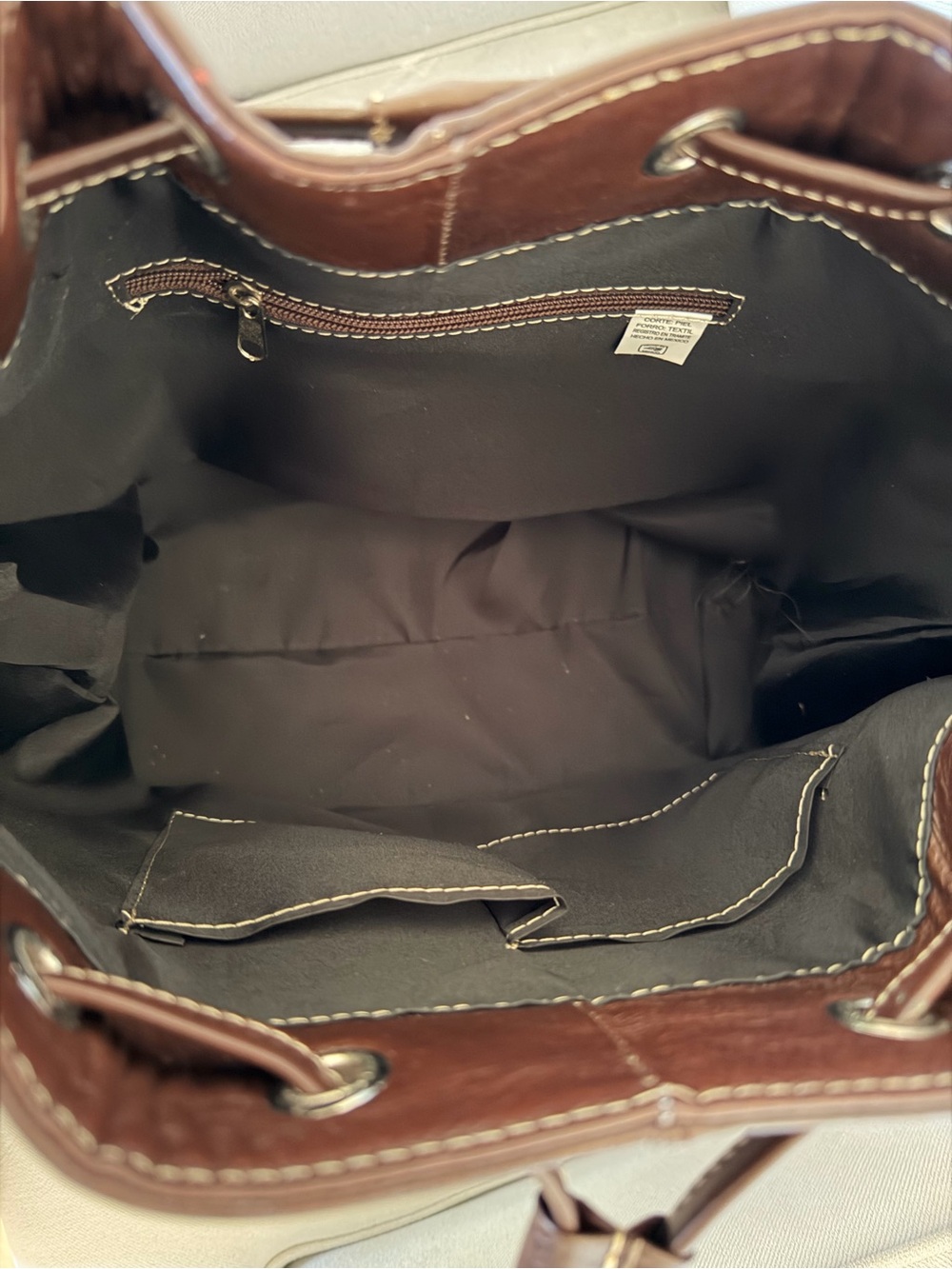 NWOT Authentic Leather Brown Bucket Bag - Picture 3 of 10